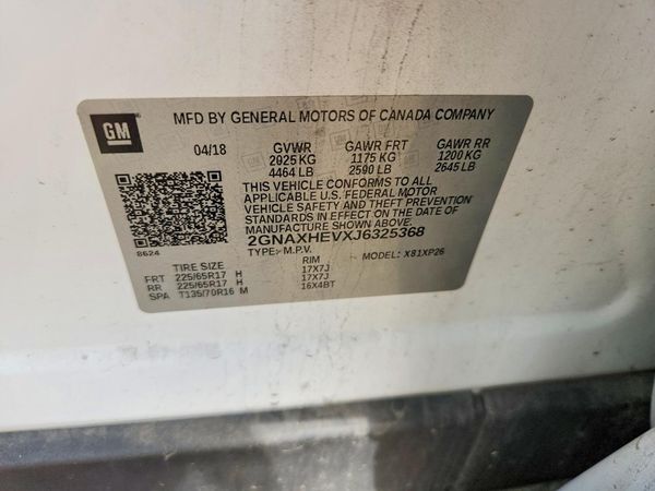 2018 CHEVROLET EQUINOX LS — VINS