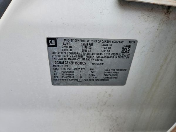 2017 CHEVROLET EQUINOX LT / FL — VINS