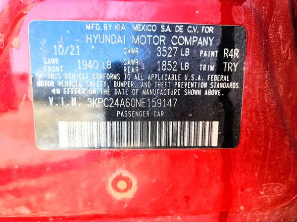 2022 HYUNDAI ACCENT SE, SEL — VINS