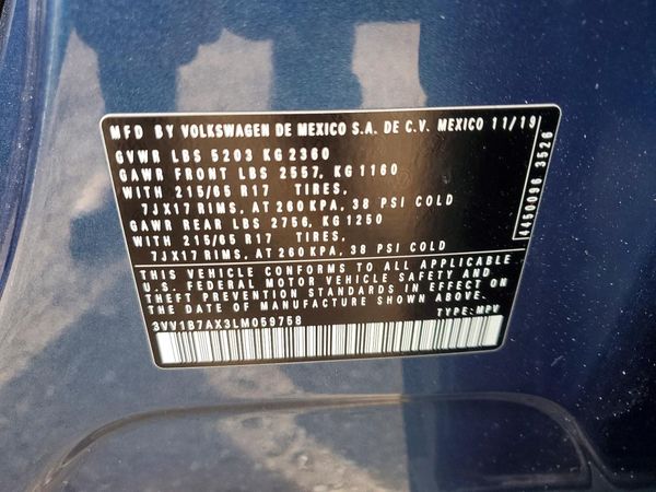 2020 VOLKSWAGEN TIGUAN — VINS