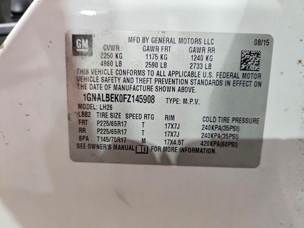 2015 CHEVROLET EQUINOX 1LT — VINS