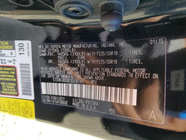 2015 TOYOTA SIENNA — VINS