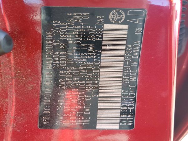 2013 TOYOTA COROLLA — VINS