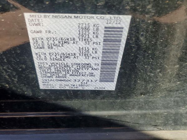 2013 INFINITI JX35 — VINS