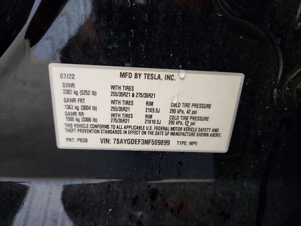 2022 TESLA MODEL Y — VINS