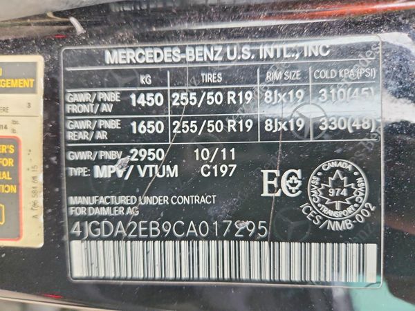 2012 MERCEDES-BENZ ML ML350 BLUETEC 4-MATIC — VINS