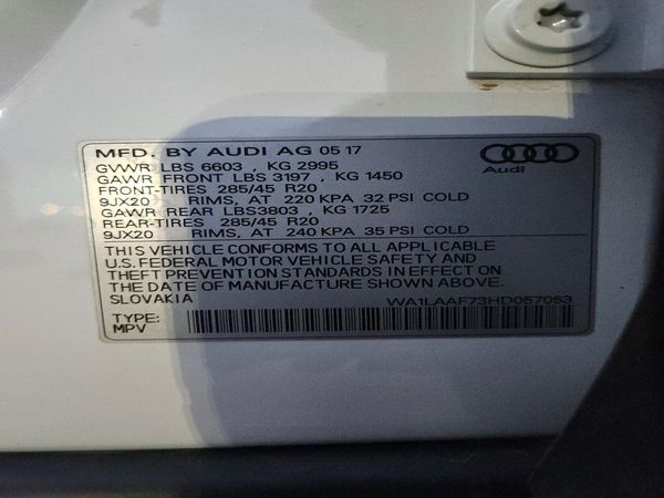 2017 AUDI Q7 quattro Premium Plus — VINS