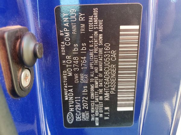 2012 HYUNDAI VELOSTER GLS(Middle grade) — VINS