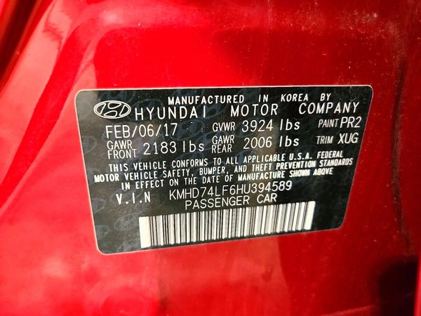 2017 HYUNDAI ELANTRA SE Base — VINS