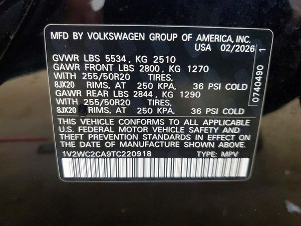 2026 VOLKSWAGEN ATLAS SE — VINS