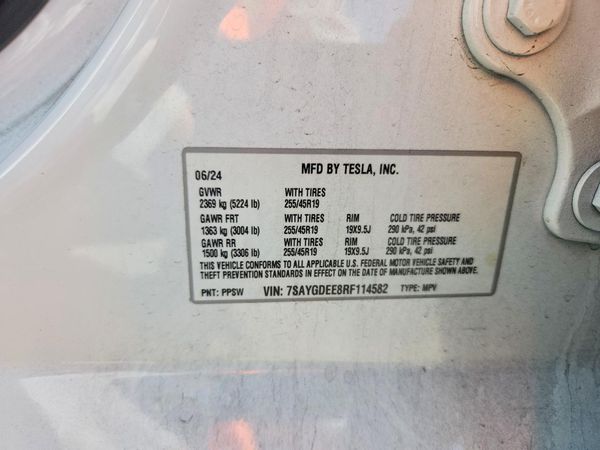 2024 TESLA MODEL Y — VINS