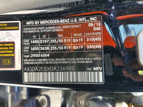2013 MERCEDES-BENZ ML ML350 BLUETEC 4-MATIC — VINS