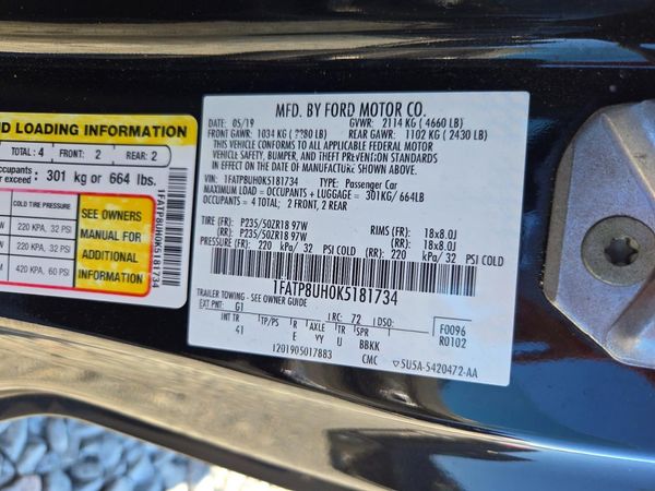 2019 FORD MUSTANG I4 Convertible — VINS