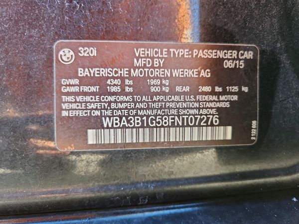 2015 BMW 3 SERIES SA — VINS