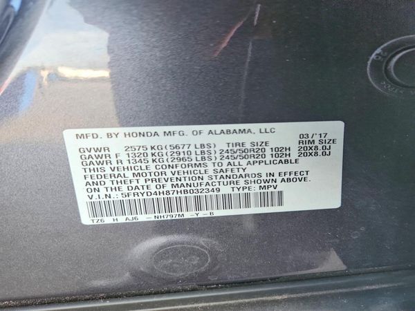 2017 ACURA MDX SH-AWD (Advance) — VINS