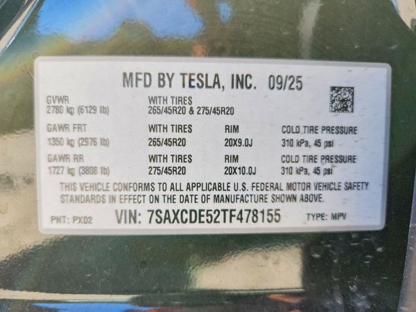 2026 TESLA MODEL X — VINS