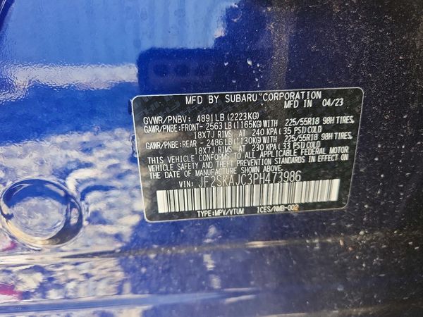 2023 SUBARU FORESTER Sport ES, HK, SMART — VINS