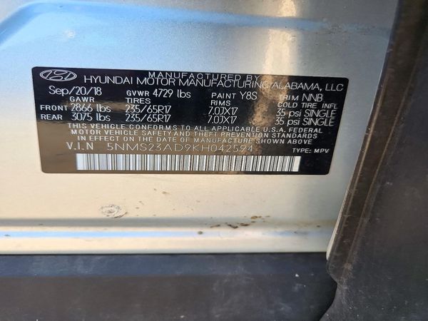 2019 HYUNDAI SANTA FE SE — VINS