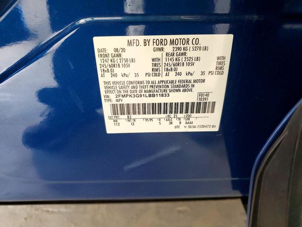 2020 FORD EDGE SE — VINS