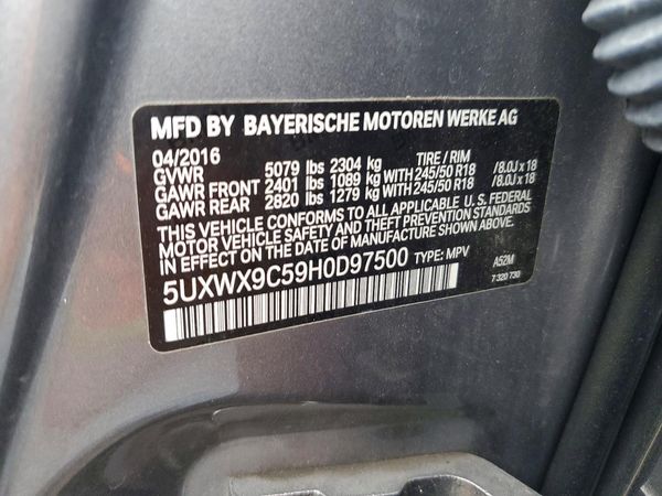 2017 BMW X3 xDrive28i — VINS