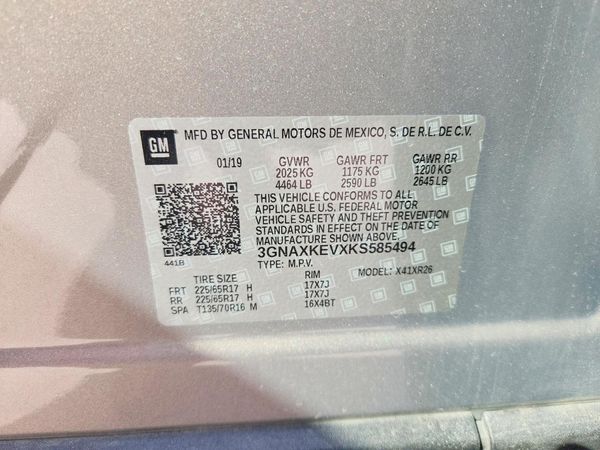 2019 CHEVROLET EQUINOX LT (1LT) — VINS