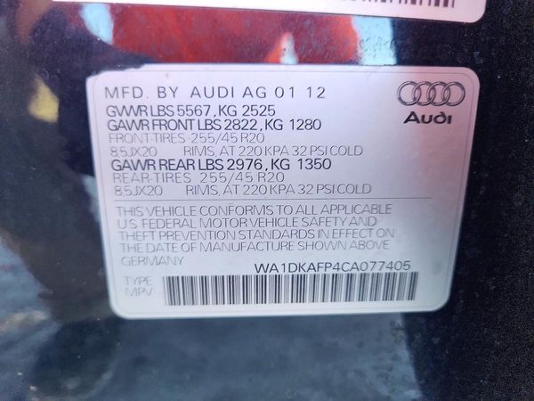 2012 AUDI Q5 Premium Plus — VINS