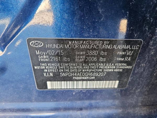 2016 HYUNDAI ELANTRA — VINS
