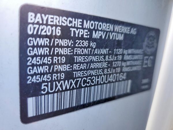 2017 BMW X3 xDrive35i — VINS