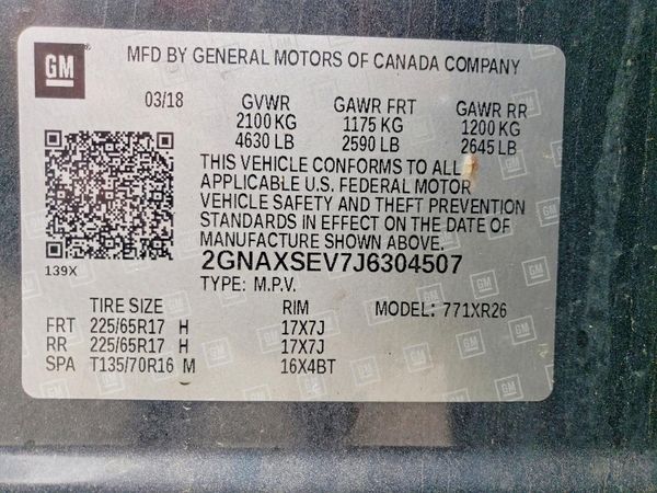 2018 CHEVROLET EQUINOX LT (1LT) — VINS