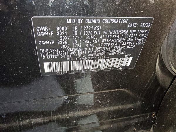 2023 SUBARU ASCENT LIMITED 7 ES, SMART, DMS — VINS