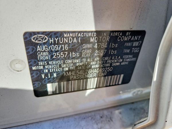 2017 HYUNDAI SONATA Plug-in Hybrid Limited — VINS