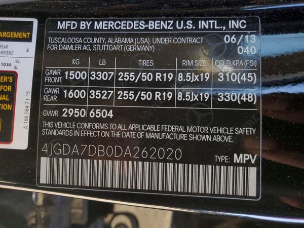 2013 MERCEDES-BENZ ML ML550 4-MATIC — VINS