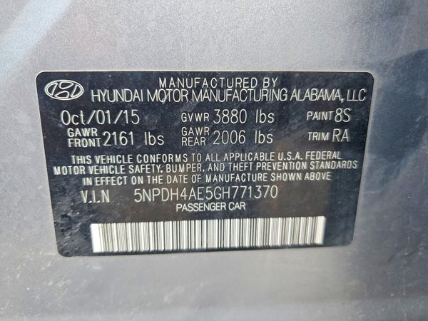 2016 HYUNDAI ELANTRA — VINS
