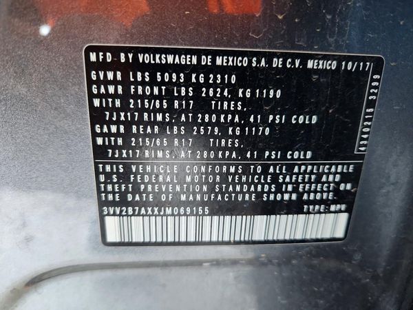 2018 VOLKSWAGEN TIGUAN SE, 4Motion SEL — VINS