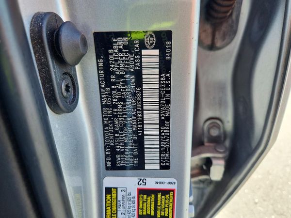 2018 TOYOTA CAMRY L/LE/SE/XLE — VINS