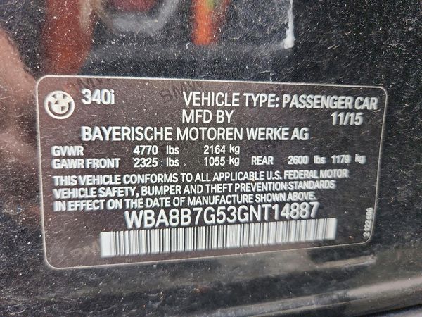 2016 BMW 340 xDrive SA — VINS