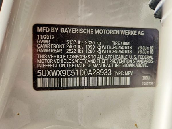 2013 BMW X3 xDrive28i — VINS