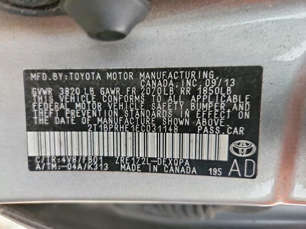 2014 TOYOTA COROLLA ECO/ECO PLUS — VINS