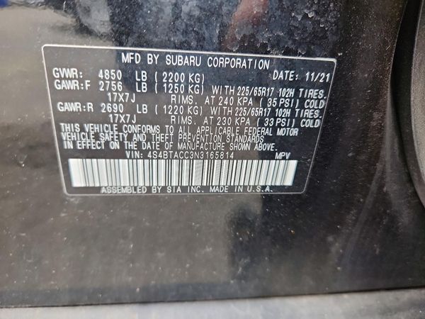 2022 SUBARU OUTBACK Premium — VINS