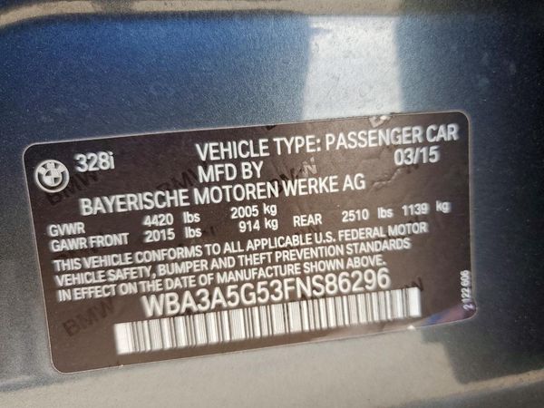 2015 BMW 328 SA — VINS