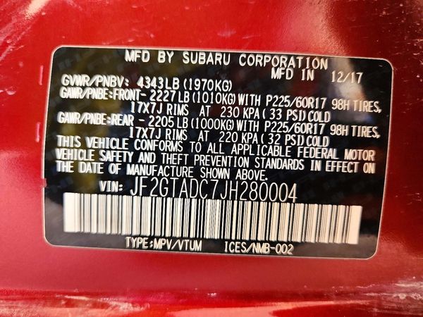 2018 SUBARU CROSSTREK Premium+ES+BSD — VINS