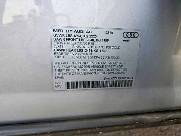 2018 AUDI Q3 — VINS