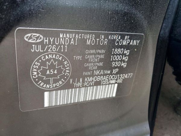 2012 HYUNDAI ELANTRA GL — VINS