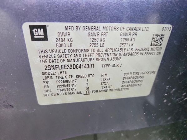 2013 CHEVROLET EQUINOX 1LT — VINS