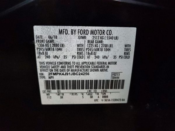 2018 FORD EDGE SEL — VINS