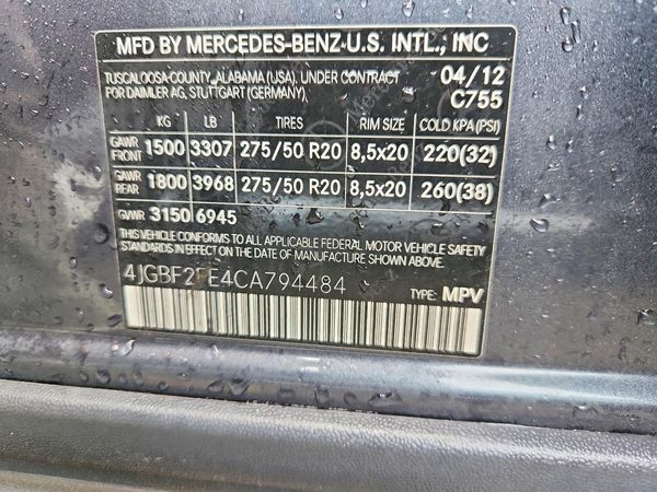 2012 MERCEDES-BENZ GL-CLASS GL350 BLUETEC 4-MATIC — VINS