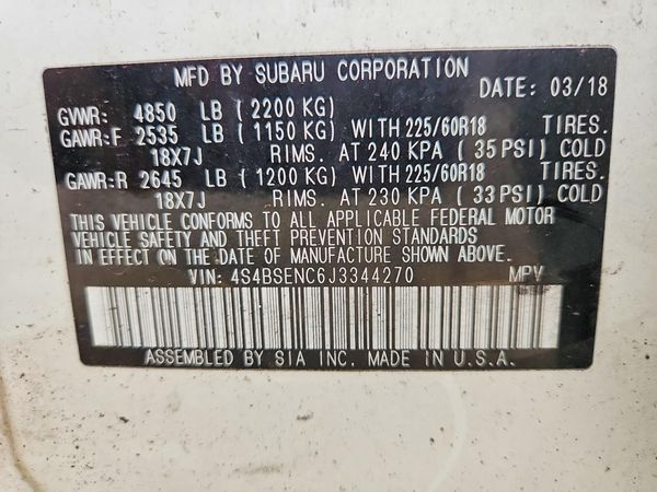 2018 SUBARU OUTBACK Limited+M/R+ES+NAVI — VINS