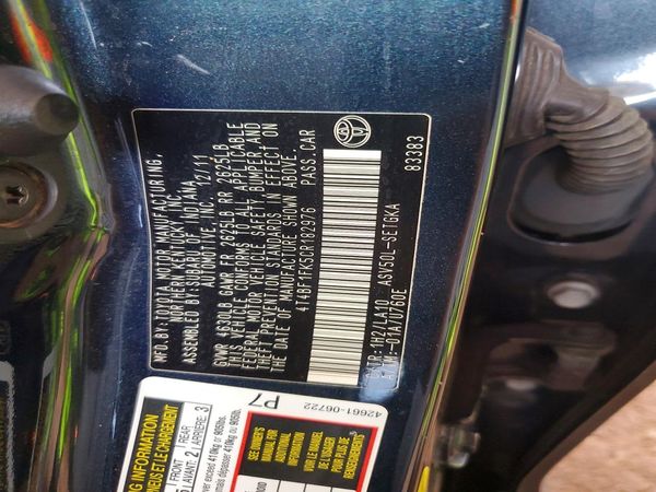 2012 TOYOTA CAMRY — VINS