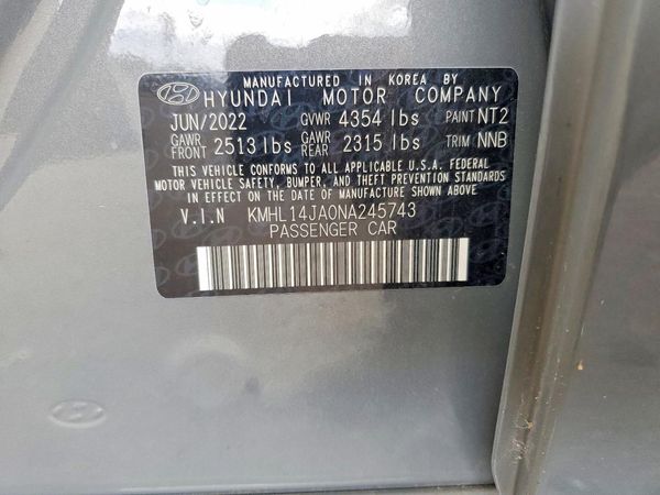 2022 HYUNDAI SONATA — VINS