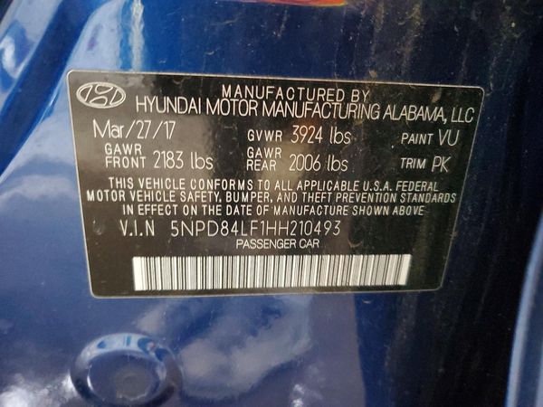 2017 HYUNDAI ELANTRA — VINS
